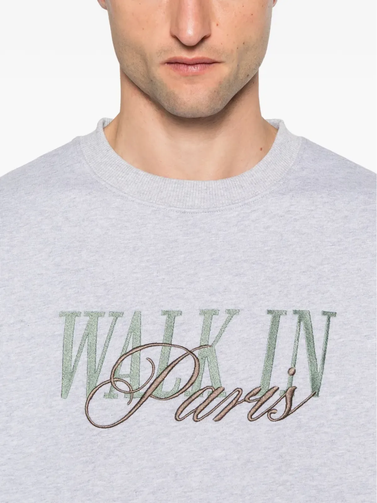 WALK IN PARIS ロゴ刺繍スウェットシャツ グレー - 画像5