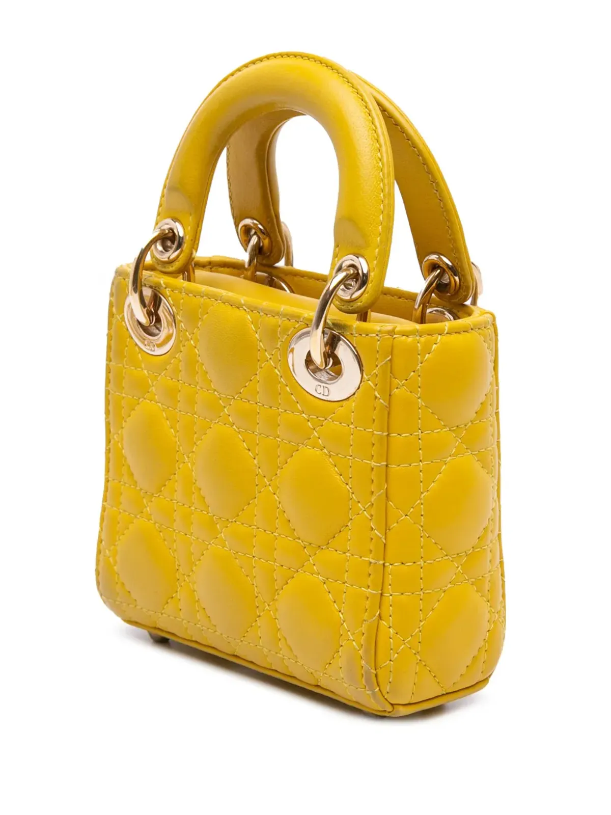 Christian Dior Pre-Owned マイクロラムスキン キャンナージュ レディ ディオール サッチェル - イエロー - 画像3