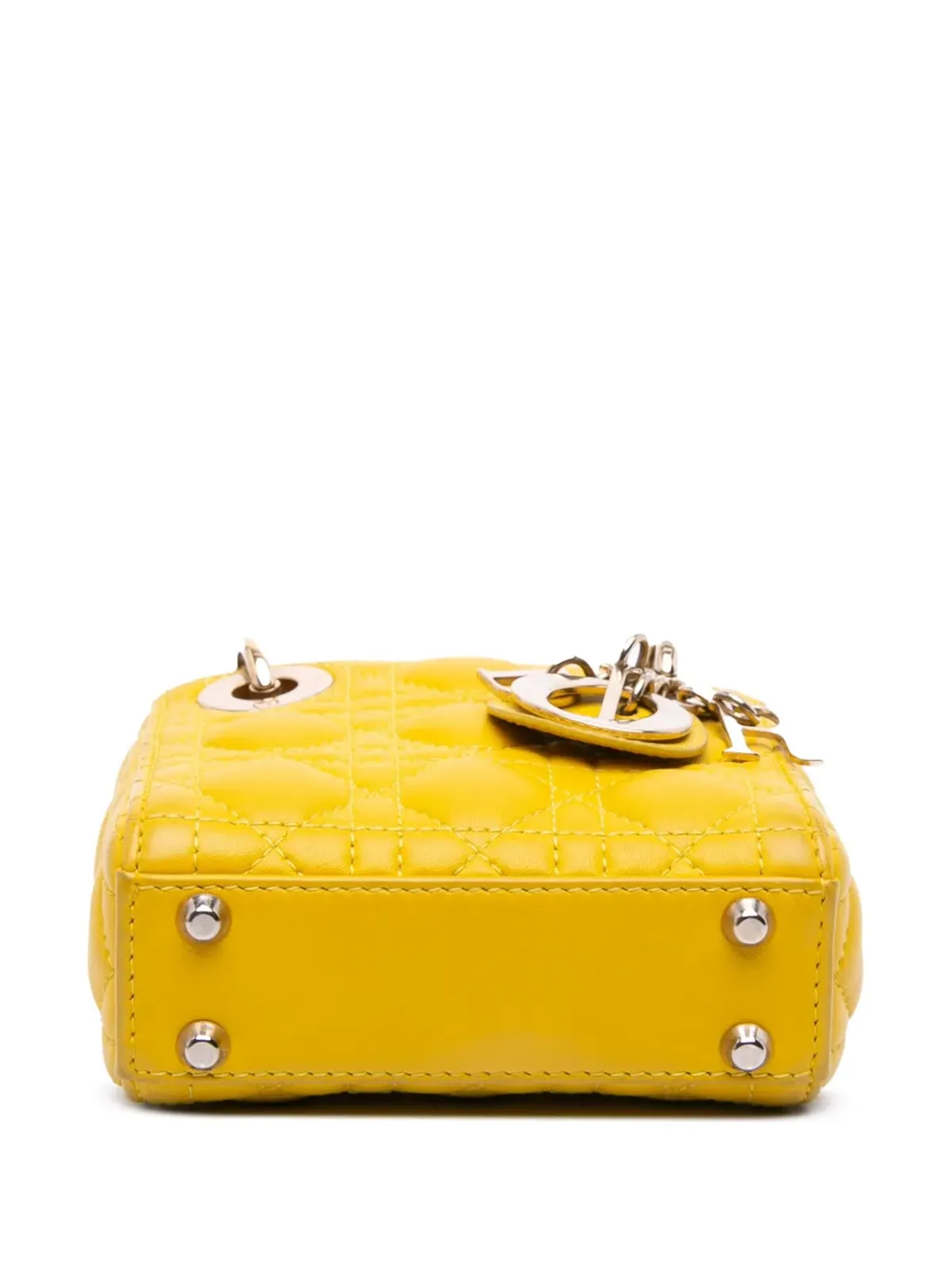Christian Dior Pre-Owned マイクロラムスキン キャンナージュ レディ ディオール サッチェル - イエロー - 画像4