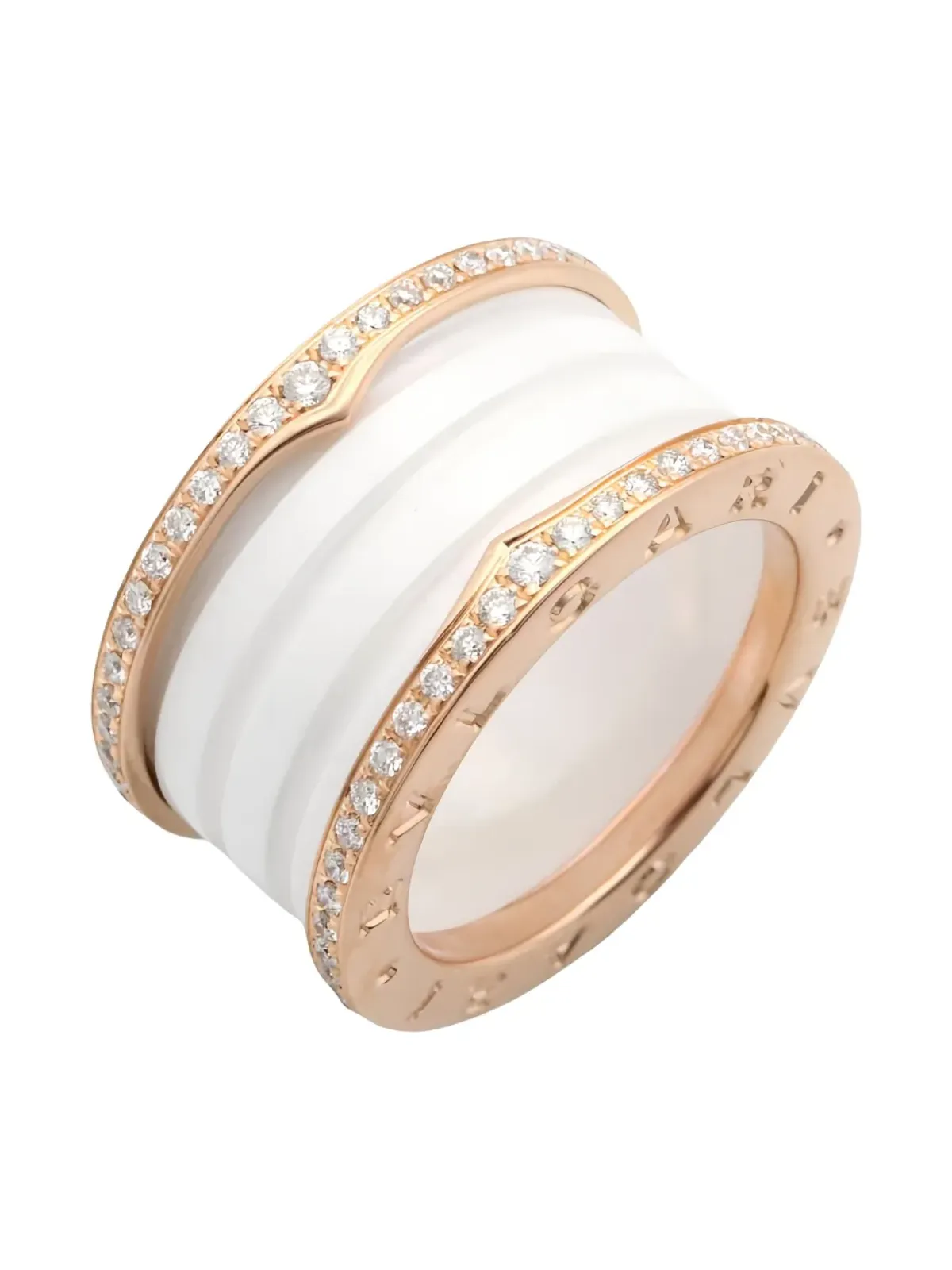 Bvlgari Pre-Owned 18K ピンクゴールド B-zero1 ダイヤモンドリング - 画像3