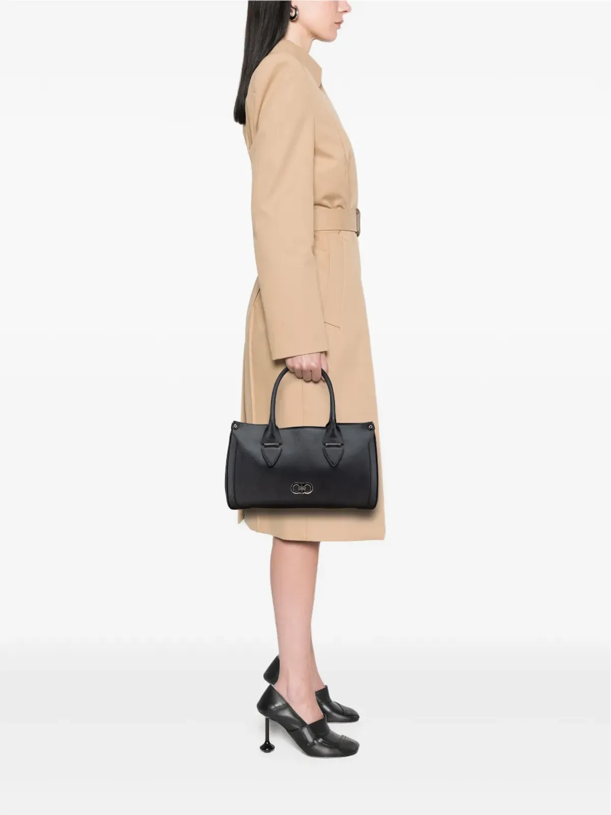 Ferragamo Pre-Owned レザー ダブル・ガンチーニ トートバッグ - ブラック - 画像2