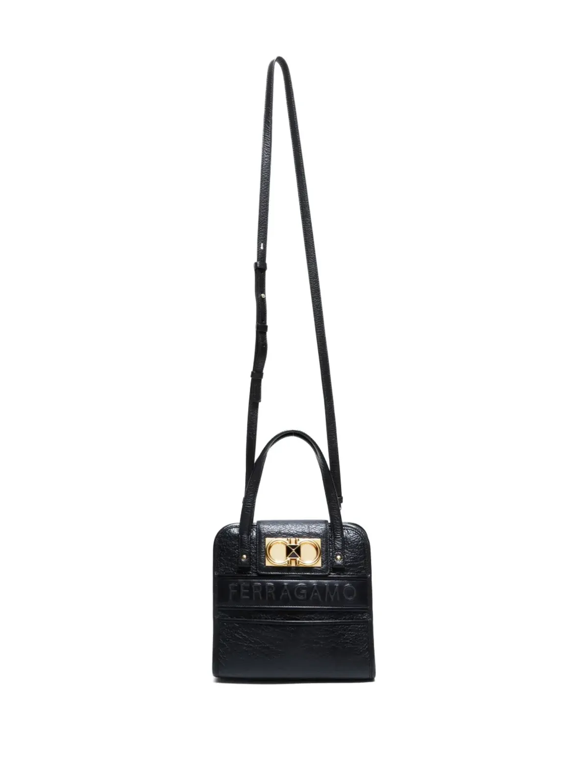 Ferragamo Pre-Owned ミニ ガンチーニバックル ツーウェイ ハンドバッグ - ブラック - 画像5