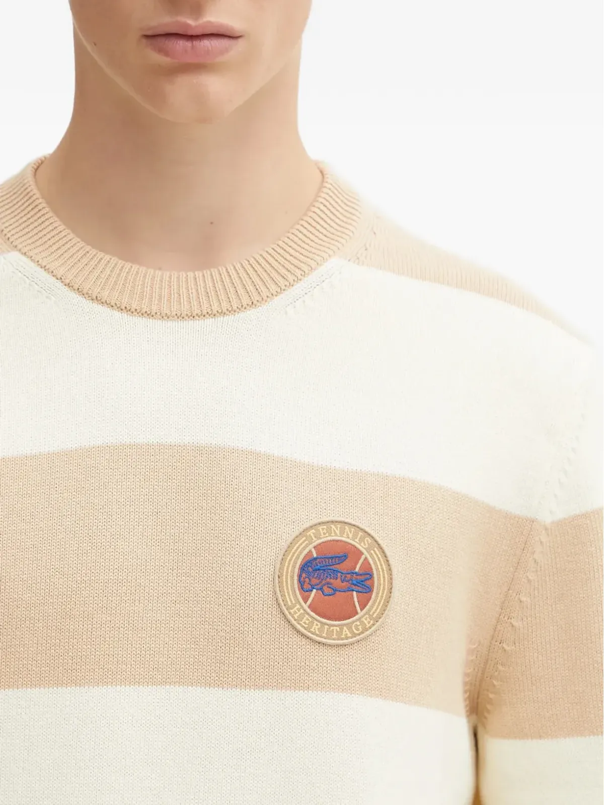 Lacoste ストライプ柄バッジセーター - 画像4