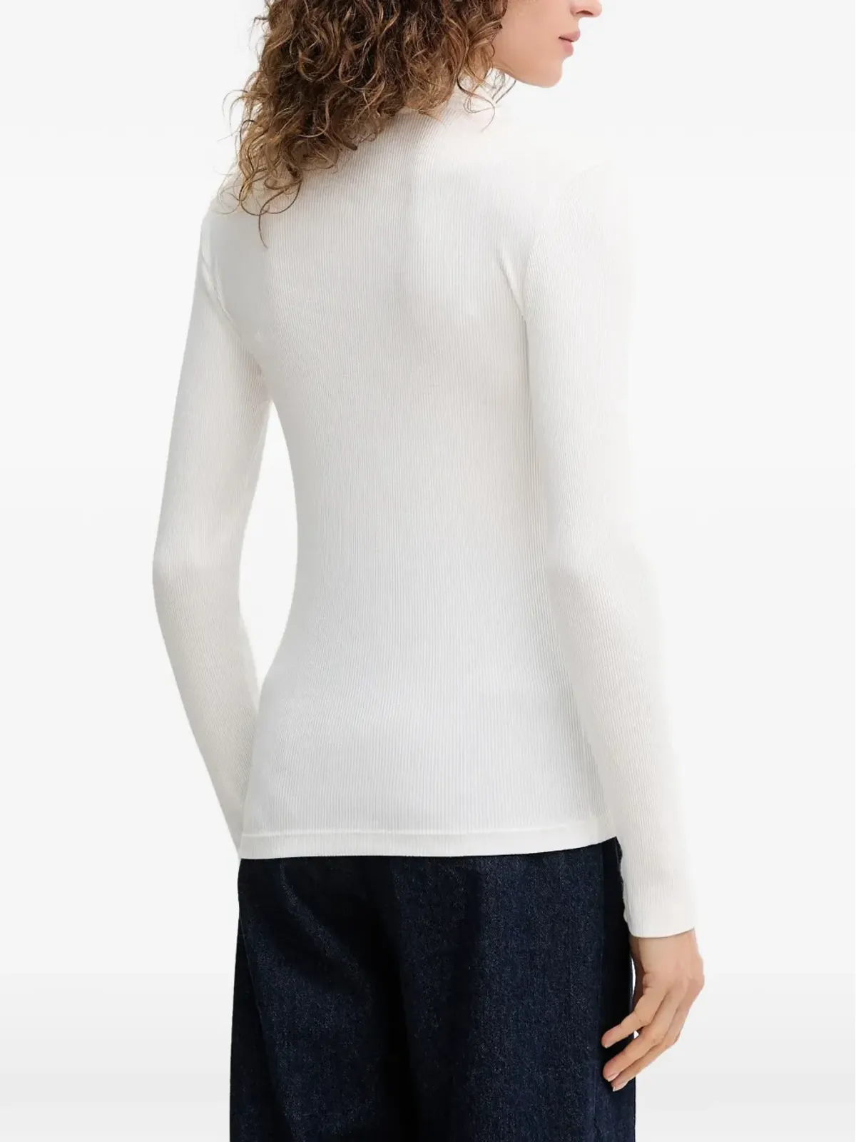 Lacoste リブ編みボタン留め長袖ポロシャツ - 画像3