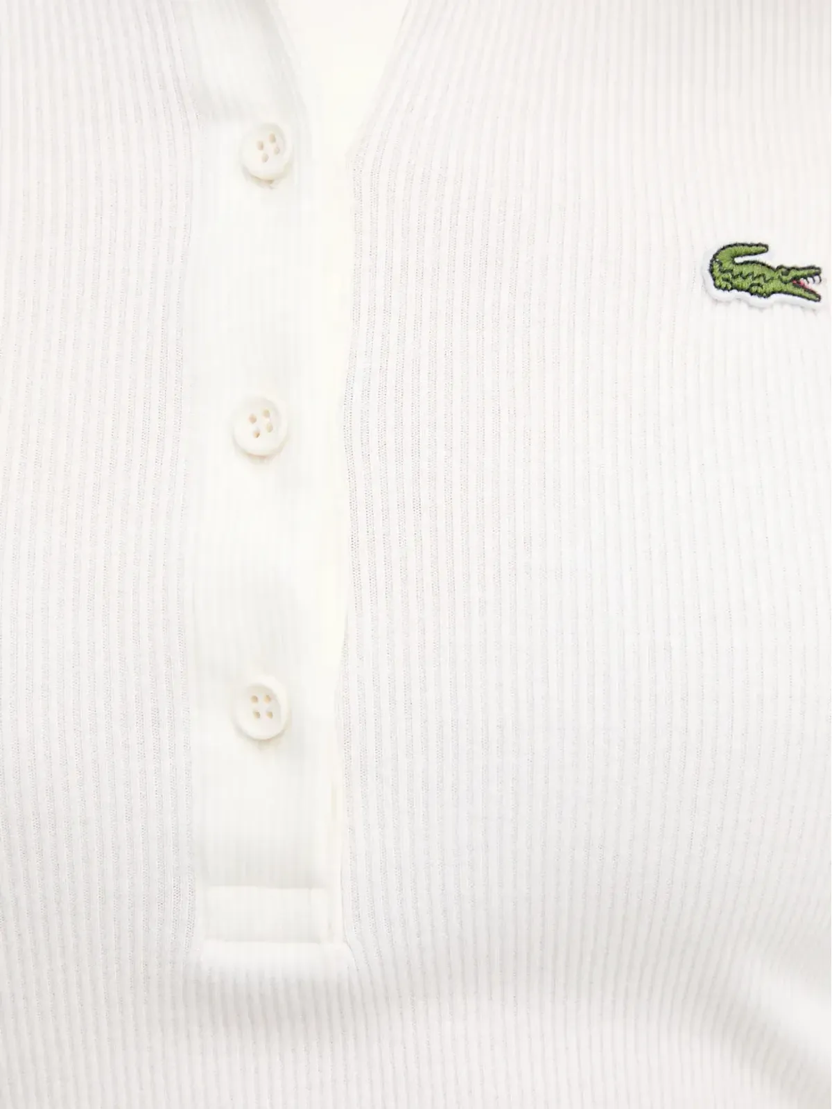 Lacoste リブ編みボタン留め長袖ポロシャツ - 画像4