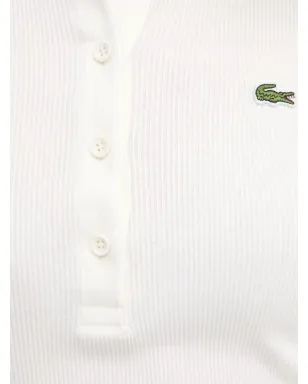 Lacoste リブ編みボタン留め長袖ポロシャツ - サムネイル4