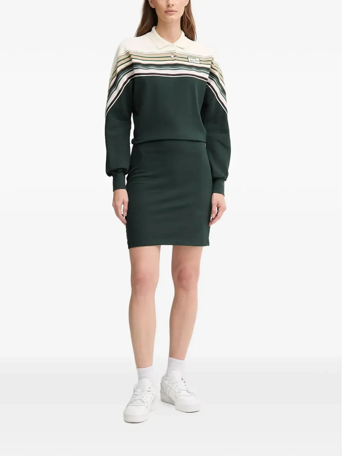 Lacoste ストライプ柄の衿付きミディドレス - 画像2