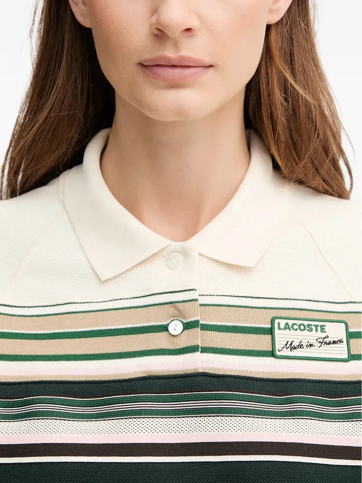 Lacoste ストライプ柄の衿付きミディドレス - 画像4