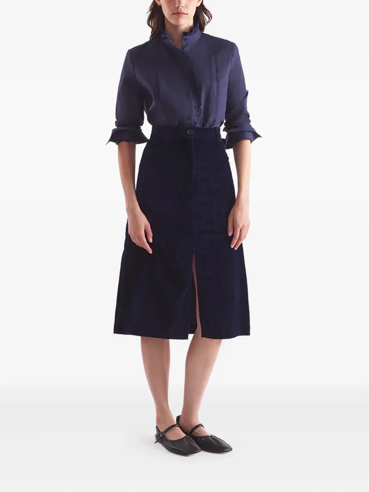 Maison Kitsuné コーデュロイのスリットスカート - 画像2
