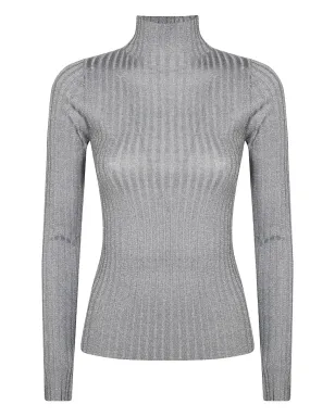 LIU JO lurex ribbed sweater - Grey - サムネイル1