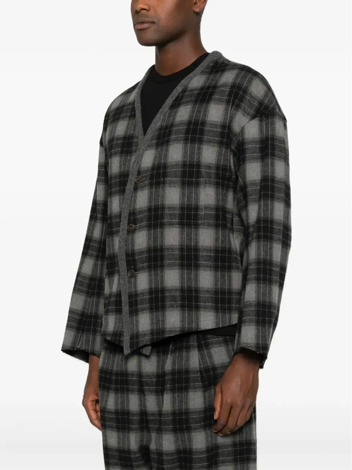 Individual Sentiments plaid-pattern cardigan - Grey - 画像3