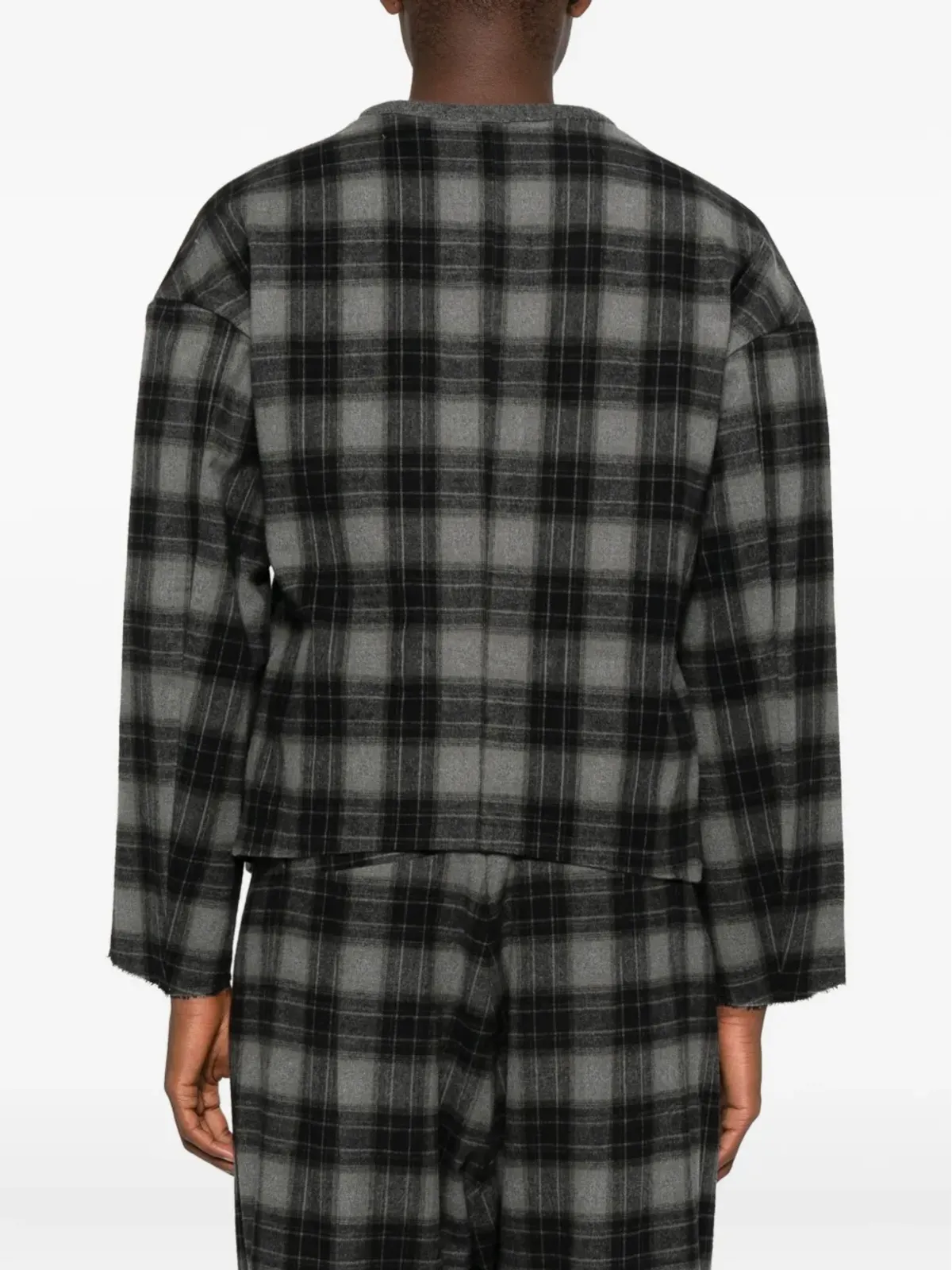 Individual Sentiments plaid-pattern cardigan - Grey - 画像4