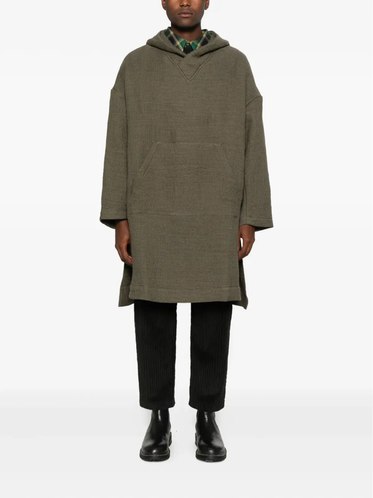 Individual Sentiments hooded long-sleeved coat - Green - 画像2