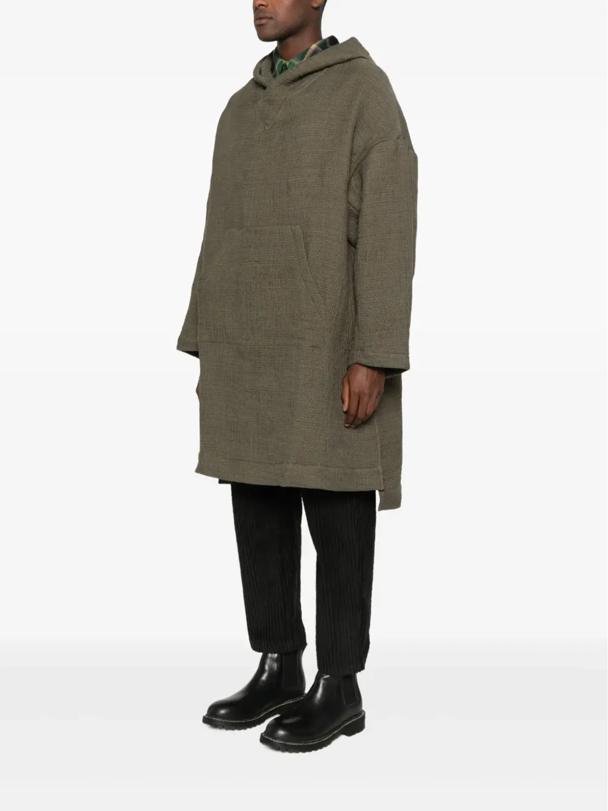Individual Sentiments hooded long-sleeved coat - Green - 画像3