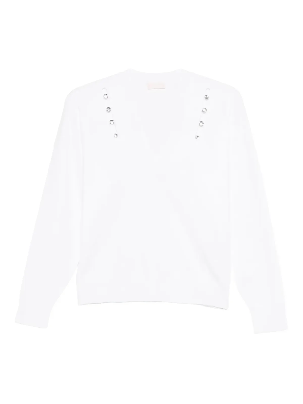 LIU JO エンブリッシュドVネックTシャツ - ホワイト - 画像1