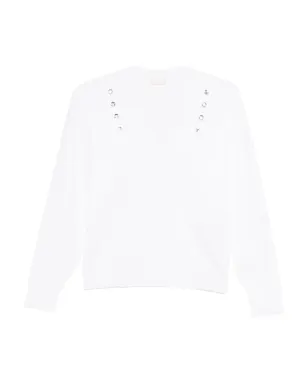 LIU JO エンブリッシュドVネックTシャツ - ホワイト - サムネイル1
