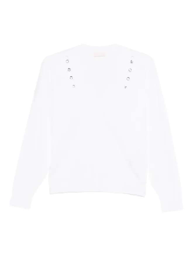 LIU JO LIU JO エンブリッシュドVネックTシャツ - ホワイトの商品画像