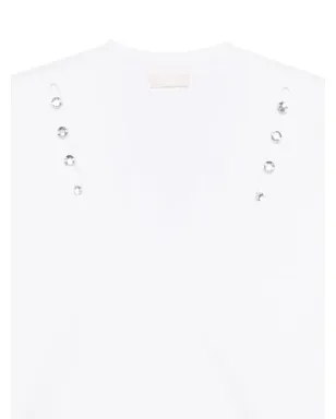 LIU JO エンブリッシュドVネックTシャツ - ホワイト - サムネイル3