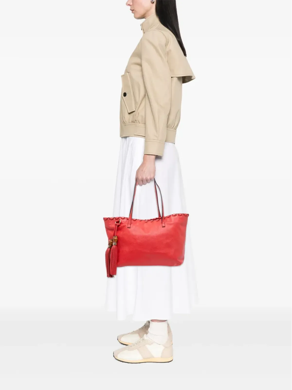 Gucci Pre-Owned レザー バンブー タッセル トートバッグ - 画像2