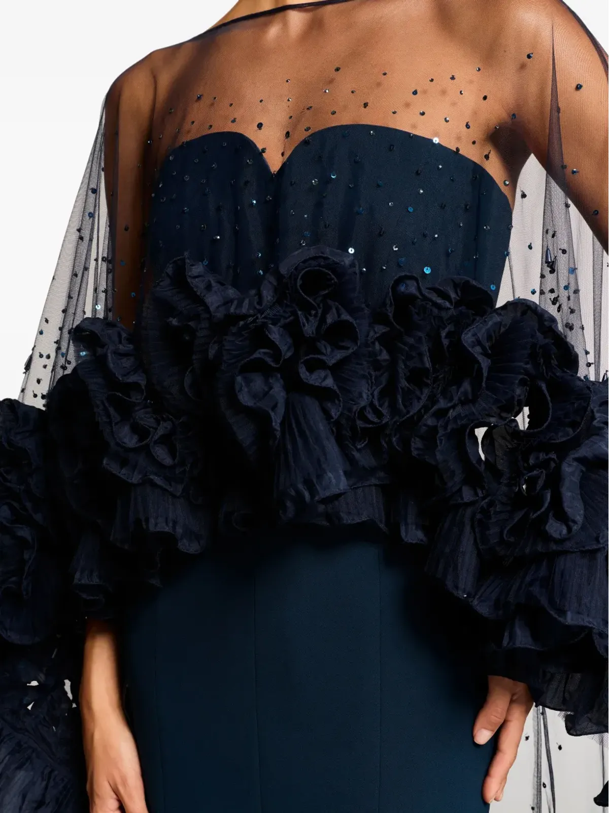 Jenny Packham ペタル・ブルーム・フリルディテールのケープ - 画像5