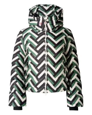 Perfect Moment Polar Flare チェボン柄 フ Hooded ジャケット グリーン - サムネイル1