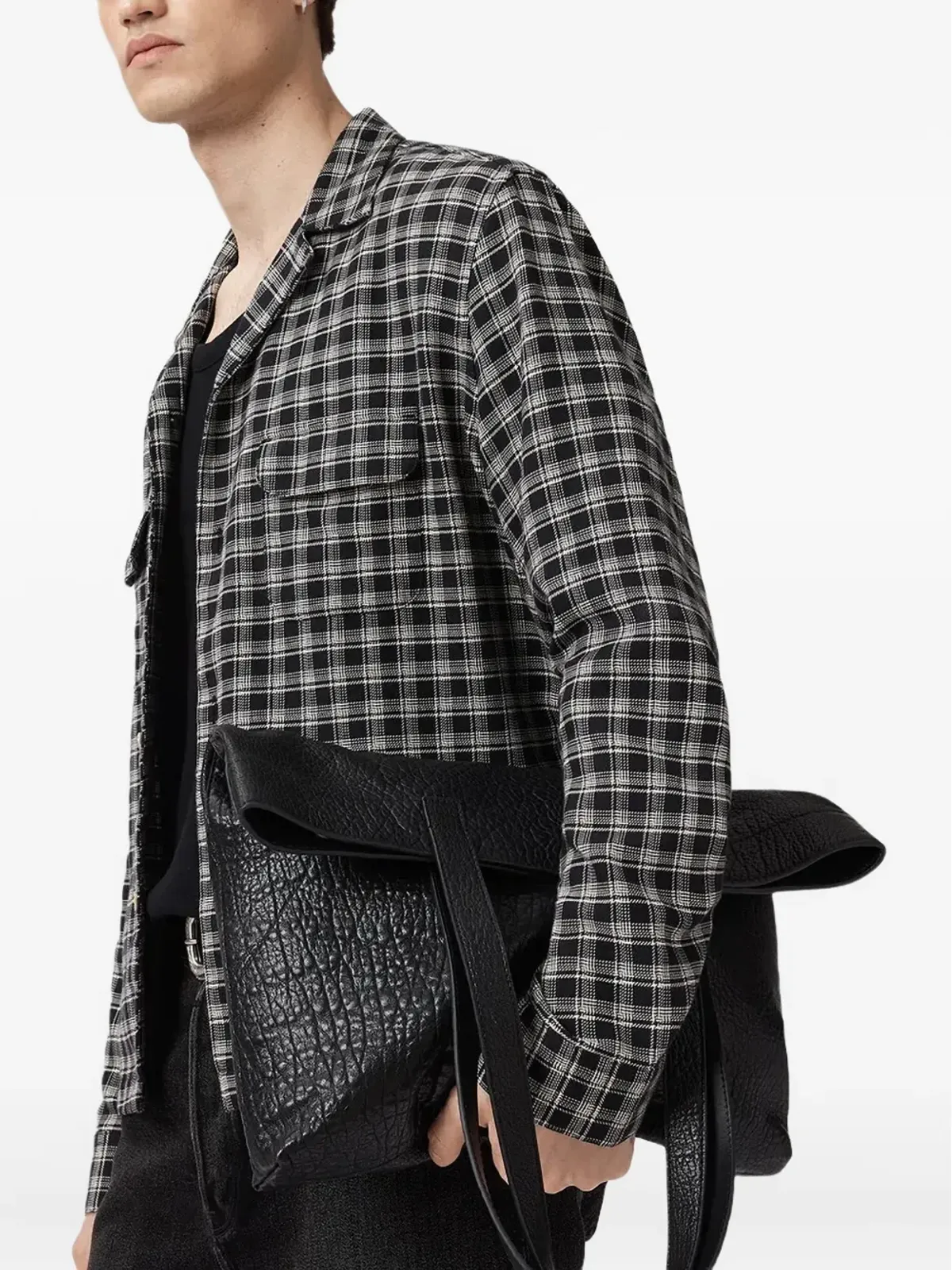 AllSaints Horton チェックシャツ ブラック - 画像2