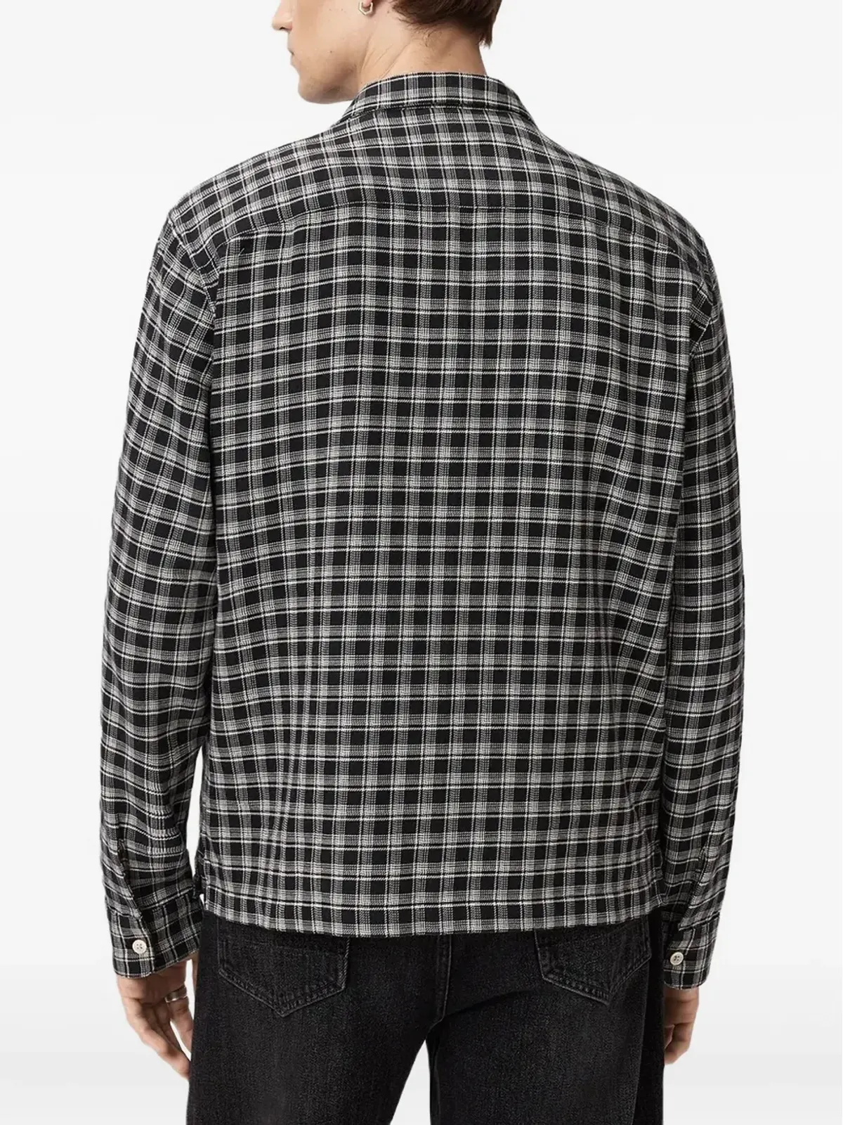 AllSaints Horton チェックシャツ ブラック - 画像3