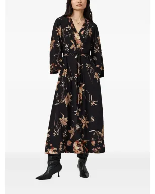 AllSaints Diana 花柄ミディドレス ブラック - サムネイル2