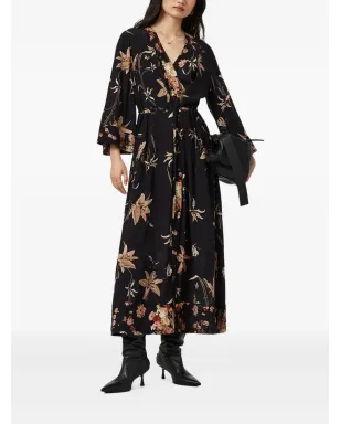 AllSaints Diana 花柄ミディドレス ブラック - サムネイル3