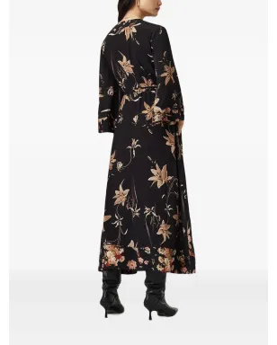AllSaints Diana 花柄ミディドレス ブラック - サムネイル4