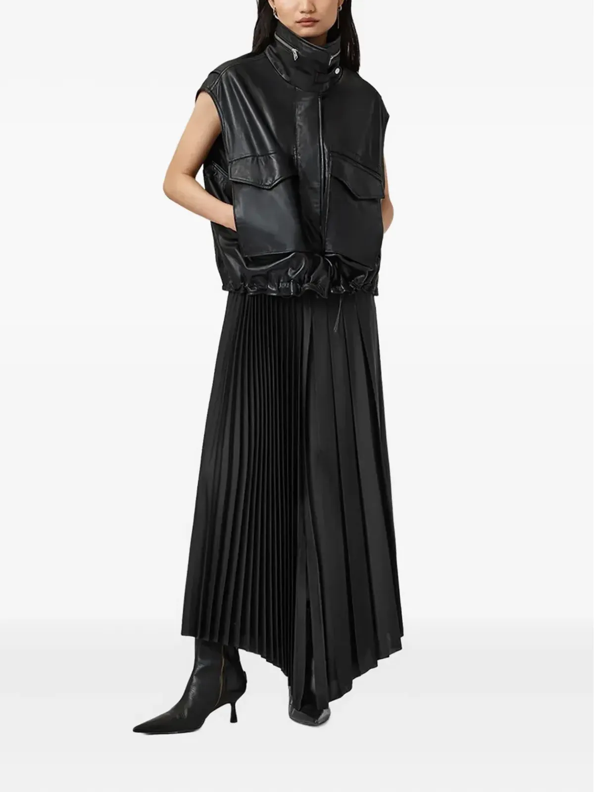 AllSaints Jax プリーツミディスカート - ブラック - 画像2