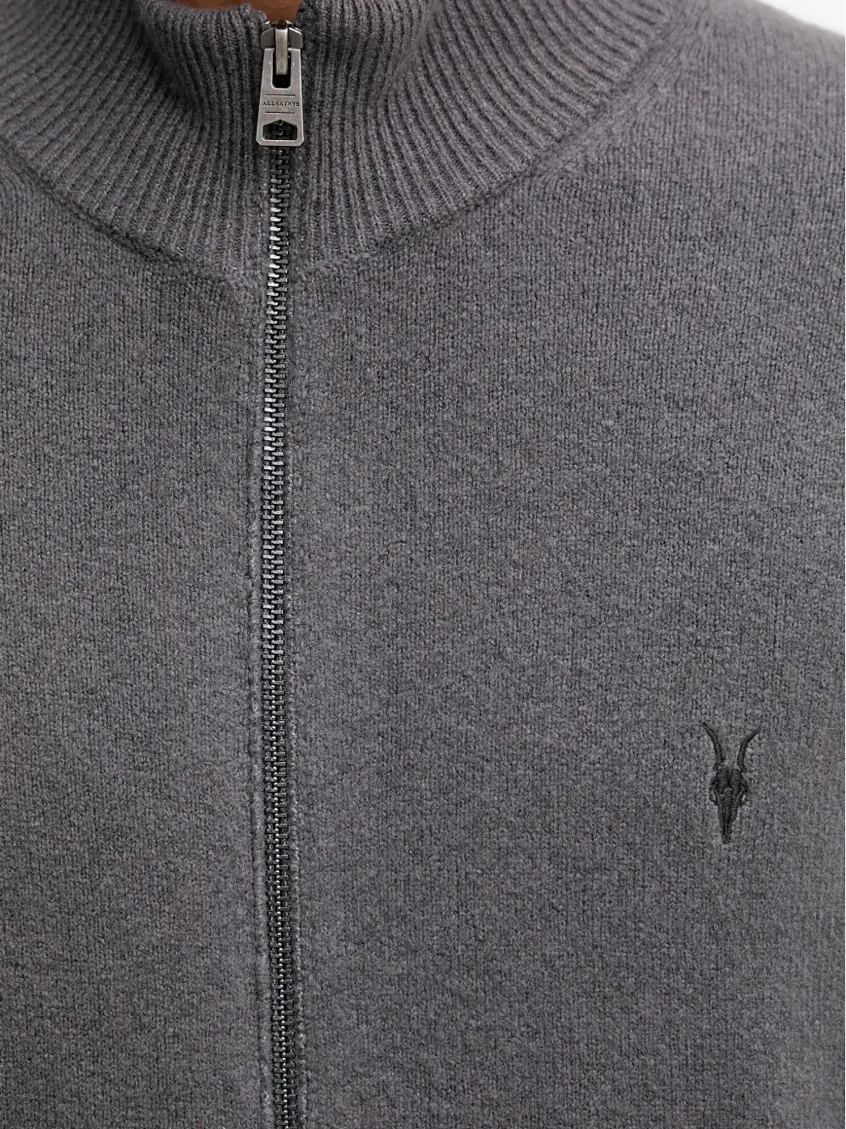 AllSaints Statten Ramskull zip-up cardigan - Grey - 画像5