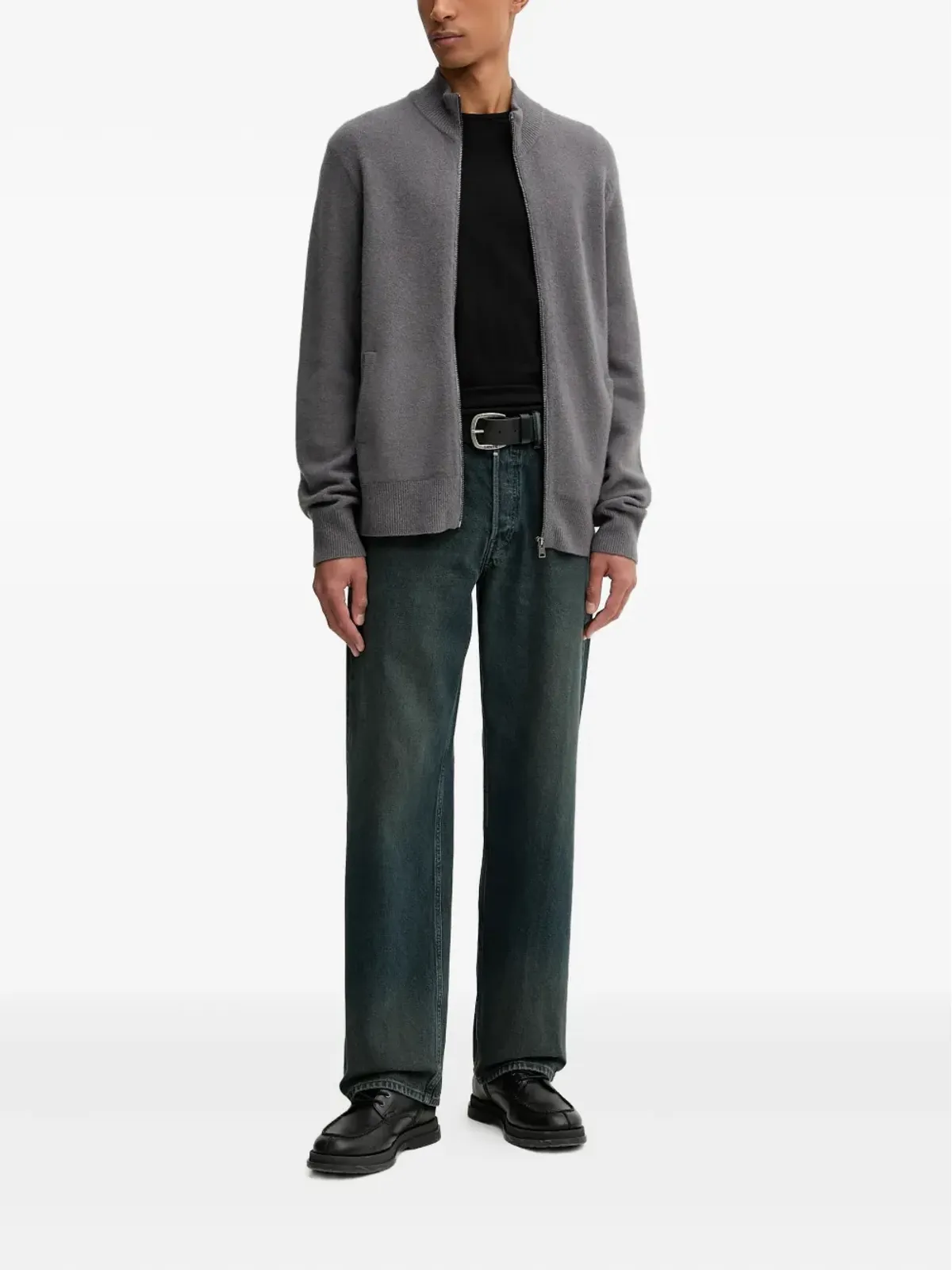 AllSaints Statten Ramskull zip-up cardigan - Grey - 画像2