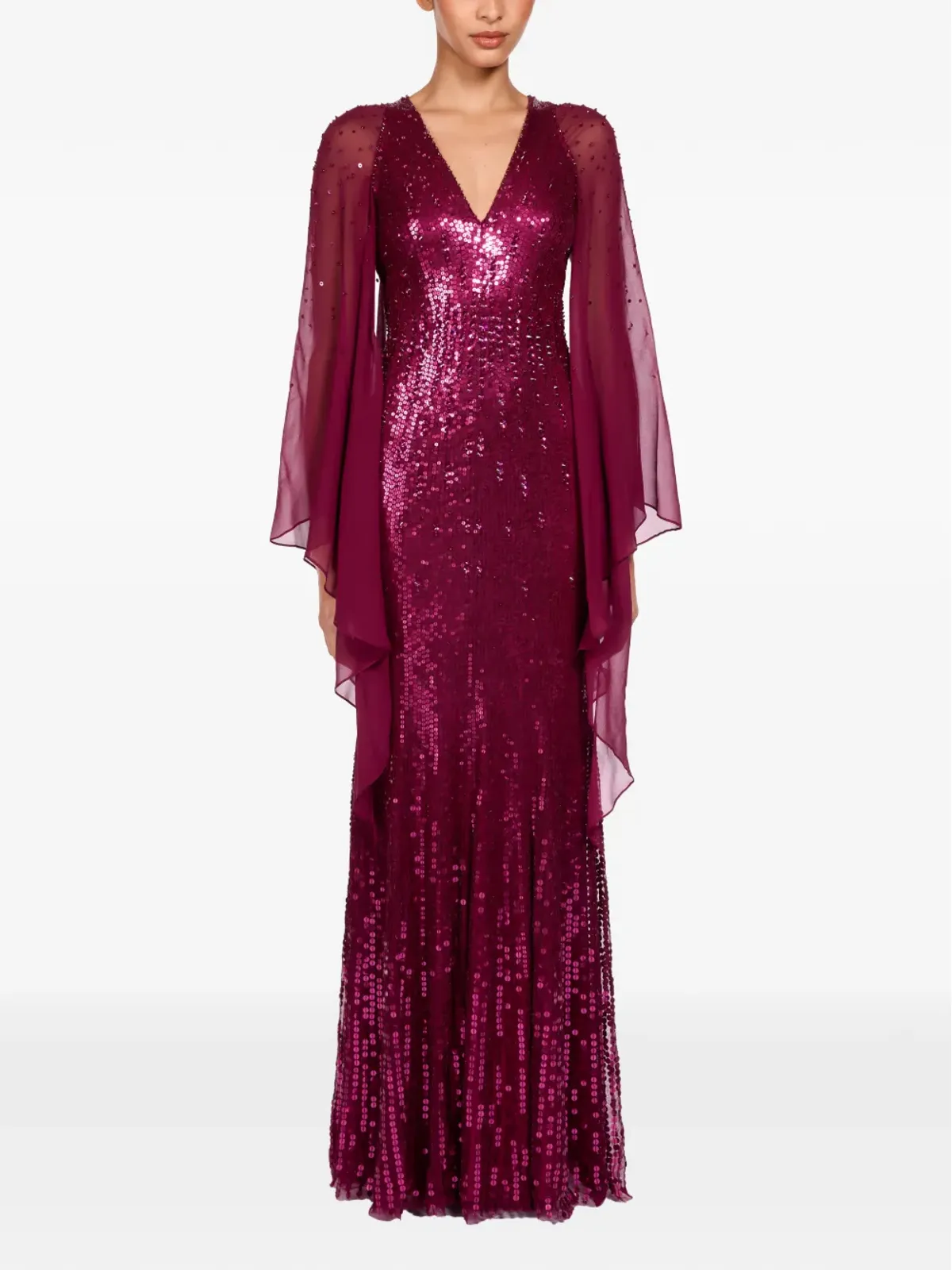 Jenny Packham 紫色のスパンコール装飾リリカルドレス - 画像2