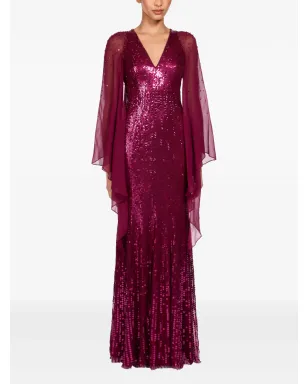 Jenny Packham 紫色のスパンコール装飾リリカルドレス - サムネイル2