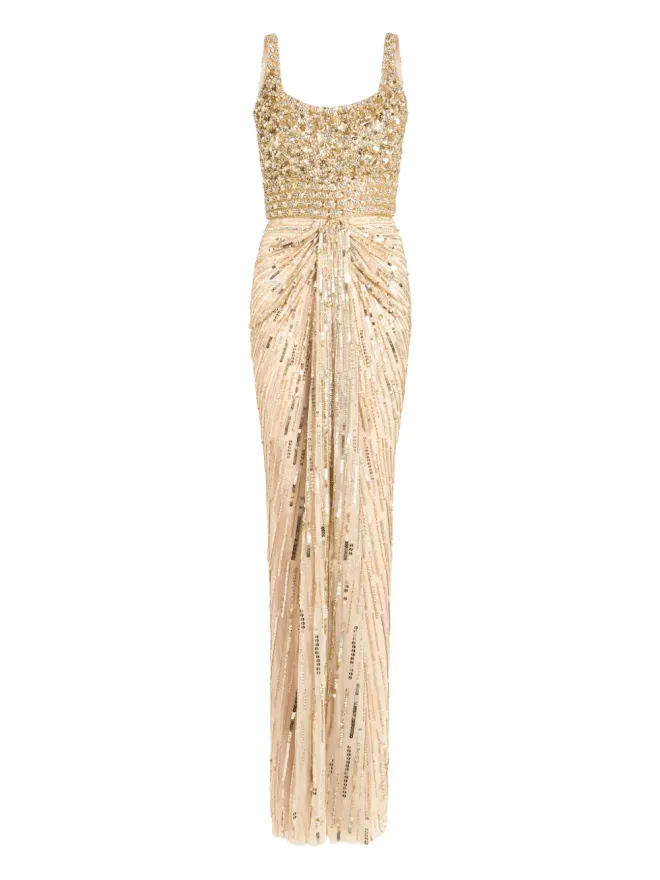 Jenny Packham Jenny Packham エンベリッシュド・ドラープド・エリクサー・ドレス - Neutralsの商品画像