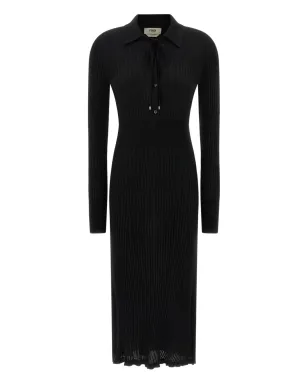 FENDI エッセンシャル リブニット ドレス - ブラック - サムネイル1