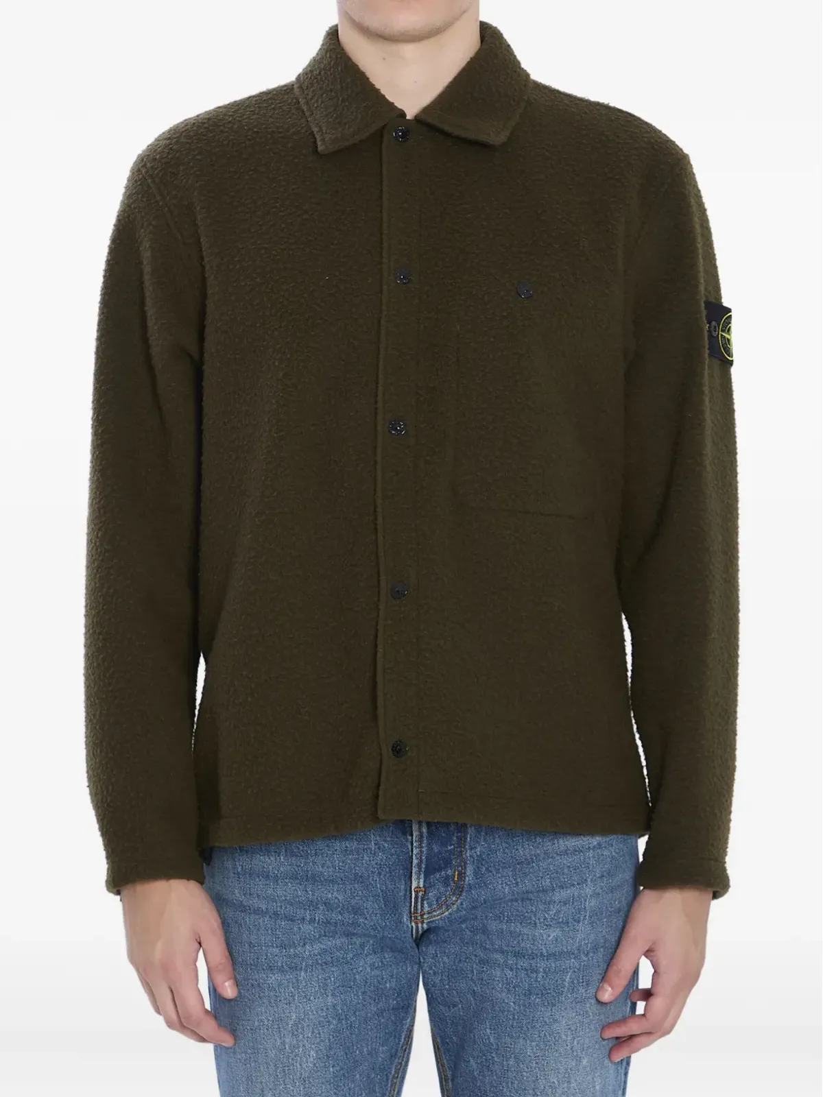 Stone Island ヴァージンウールブレンド シャツ グリーン - 画像1