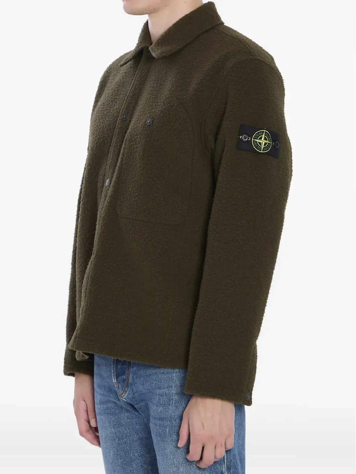 Stone Island ヴァージンウールブレンド シャツ グリーン - 画像2