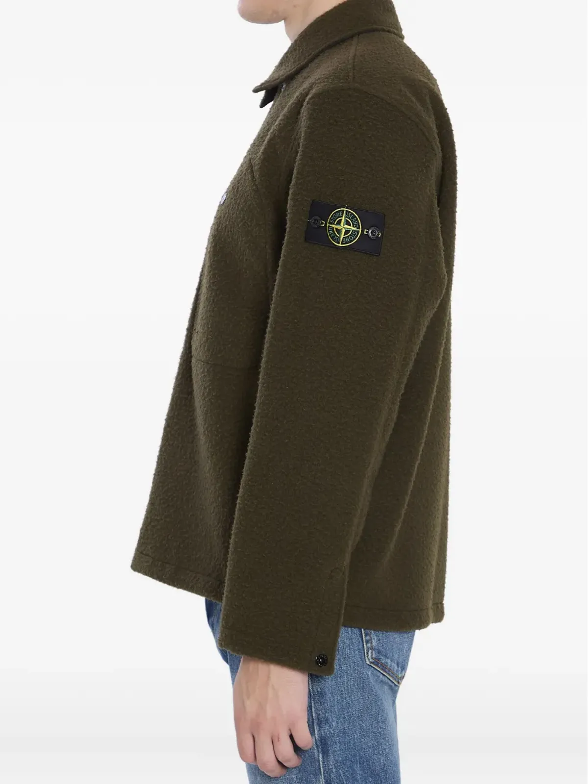 Stone Island ヴァージンウールブレンド シャツ グリーン - 画像3