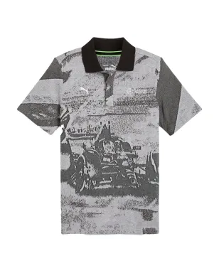 PUMA メルセデス AMG Petronas F1 Team パターンジャカード ポロシャツ グレー - サムネイル1