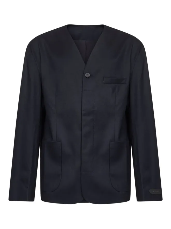 JACQUEMUS Jacquemus ノーカラーパッチポケットジャケット ブルーの商品画像