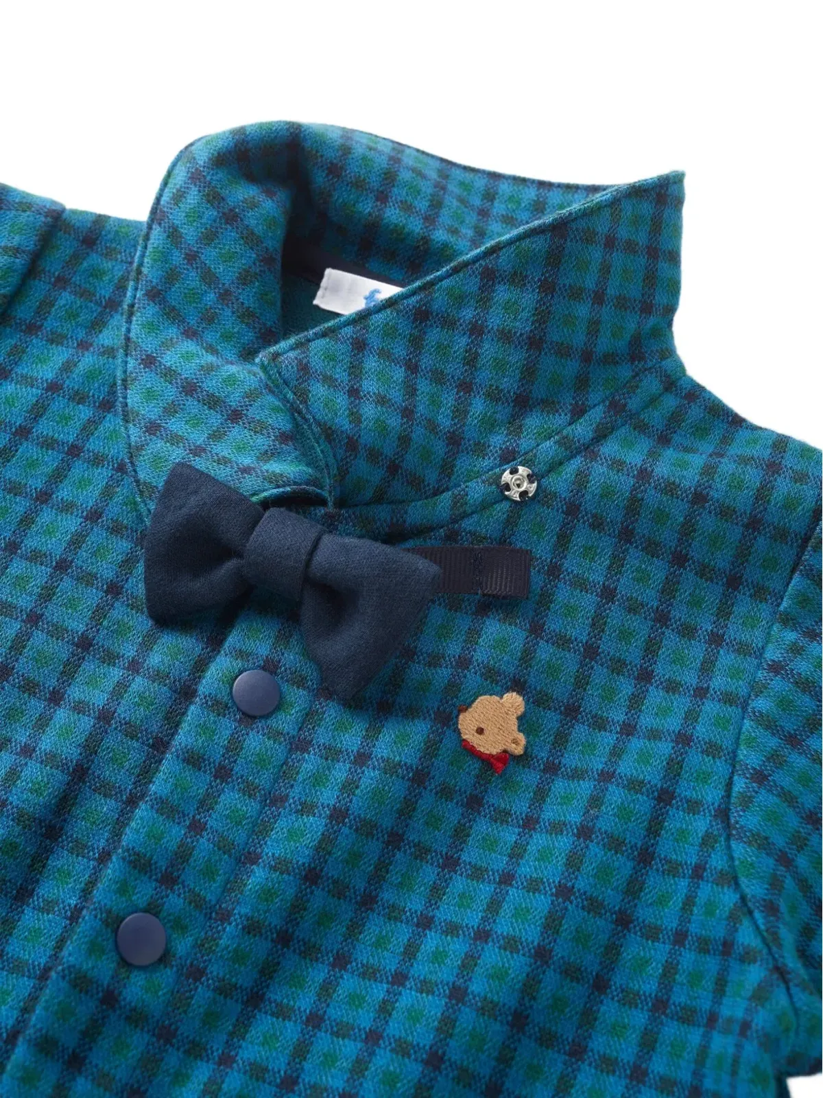 familiar チェック柄刺繍ロンパース - 画像3