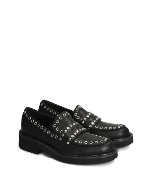 Bibi Lou eyelet-embellished loafers - Black - サムネイル2