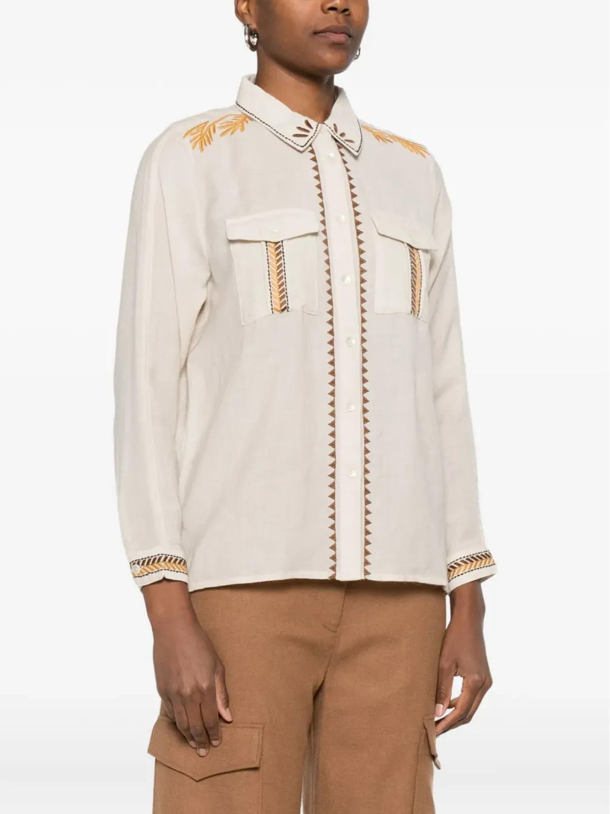 Diega embroidered shirt - Neutrals - 画像3