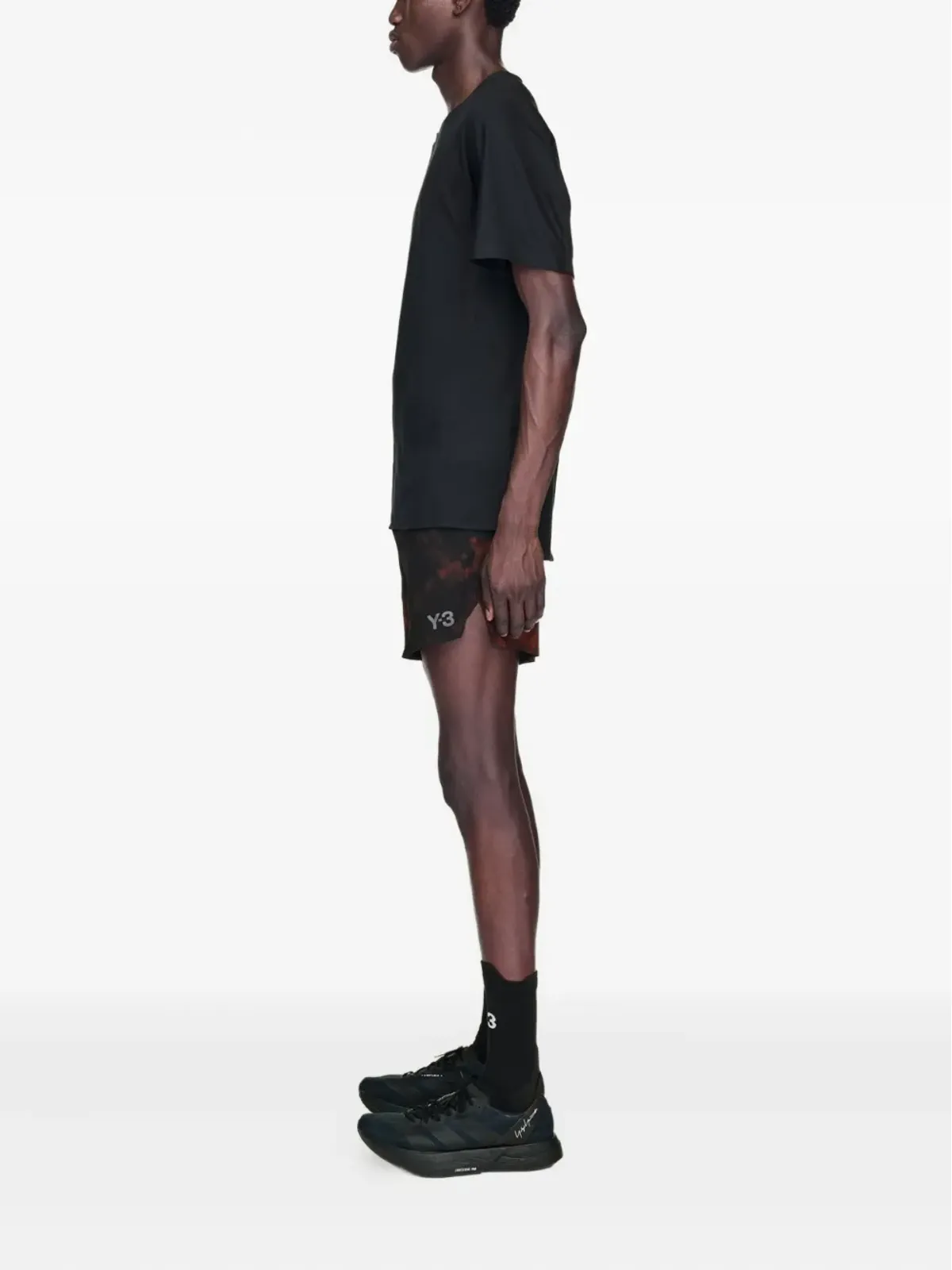 Y-3 オレンジ AOP タイダイ柄 ランニングショーツ - 画像3