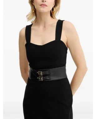 Armani Exchange ハートネック・ベルト付きミディドレス（ブラック） - サムネイル5