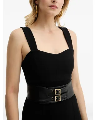 Armani Exchange ハートネック・ベルト付きミディドレス（ブラック） - サムネイル4