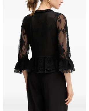 Bardot フリル付きレーストップ - Black - サムネイル3