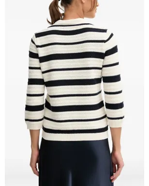 Pedro Del Hierro 白とブルーのストライプ ニットセーター - サムネイル3